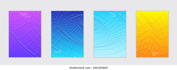 Abstract flyer templates with wavy shapes overlapping on white background. Social media web banner or landing page. Fluid colors and liquid shapes.