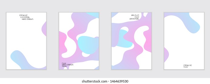 Abstract flyer templates with wavy shapes overlapping on white background. Social media web banner or landing page. Fluid colors and liquid shapes.