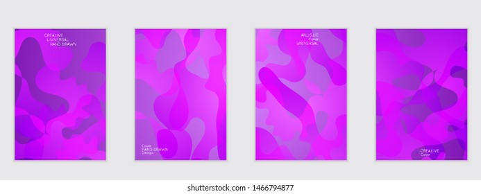 Abstract flyer templates with wavy shapes overlapping on bright gradient background. Social media web banner or landing page. Fluid colors and liquid shapes.