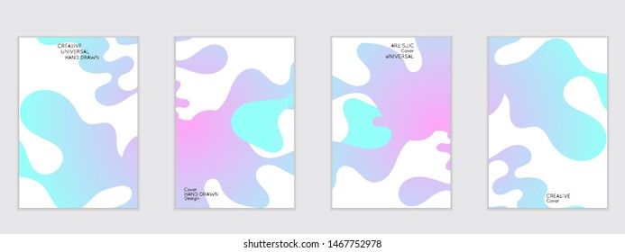 Abstract flyer templates with wavy shapes overlapping on white background. Social media web banner or landing page. Fluid colors and liquid shapes.