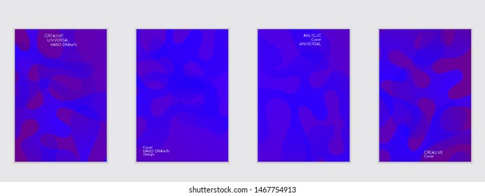 Abstract flyer templates with wavy shapes overlapping on bright gradient background. Social media web banner or landing page. Fluid colors and liquid shapes.