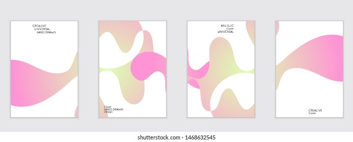 Abstract flyer templates with wavy shapes overlapping on white background. Social media web banner or landing page. Fluid colors and liquid shapes.