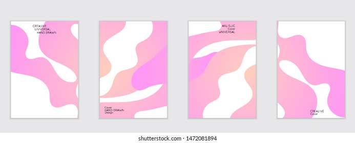 Abstract flyer templates with wavy shapes overlapping on white background. Social media web banner or landing page. Fluid colors and liquid shapes.