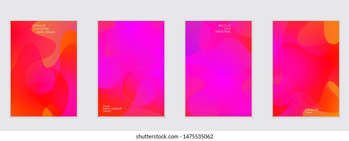 Abstract flyer templates with wavy shapes overlapping on bright gradient background. Social media web banner or landing page. Fluid colors and liquid shapes.