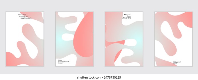 Abstract flyer templates with wavy shapes overlapping on white background. Social media web banner or landing page. Fluid colors and liquid shapes.