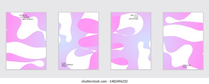 Abstract flyer templates with wavy shapes overlapping on white background. Social media web banner or landing page. Fluid colors and liquid shapes.