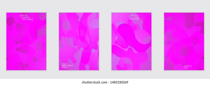 Abstract flyer templates with wavy shapes overlapping on bright gradient background. Social media web banner or landing page. Fluid colors and liquid shapes.