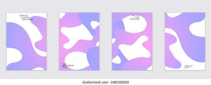 Abstract flyer templates with wavy shapes overlapping on white background. Social media web banner or landing page. Fluid colors and liquid shapes.