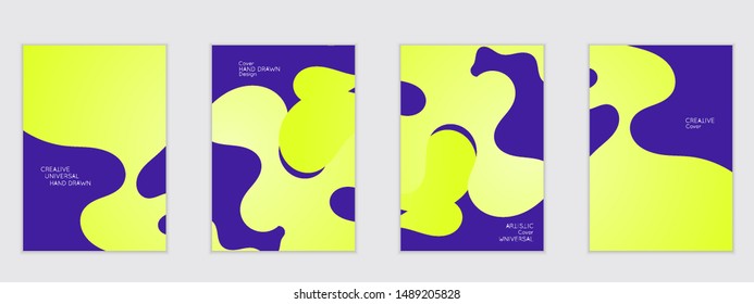 Abstract flyer templates with wavy shapes overlapping on white background. Social media web banner or landing page. Fluid colors and liquid shapes.