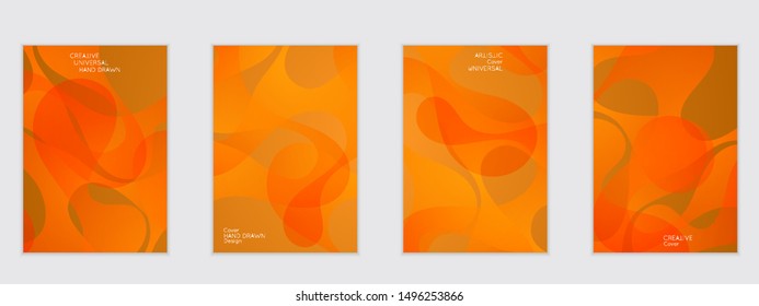 Abstract flyer templates with wavy shapes overlapping on bright gradient background. Social media web banner or landing page. Fluid colors and liquid shapes.