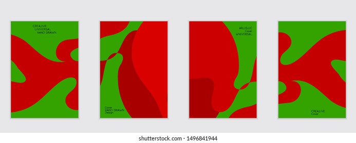 Abstract flyer templates with wavy shapes overlapping on white background. Social media web banner or landing page. Fluid colors and liquid shapes.