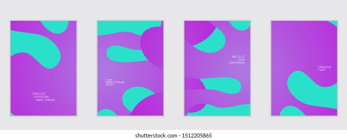 Abstract flyer templates with wavy shapes overlapping on white background. Social media web banner or landing page. Fluid colors and liquid shapes.