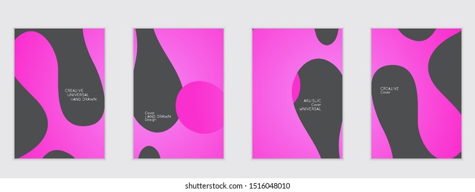 Abstract flyer templates with wavy shapes overlapping on white background. Social media web banner or landing page. Fluid colors and liquid shapes.