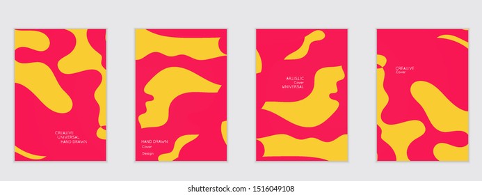 Abstract flyer templates with wavy shapes overlapping on white background. Social media web banner or landing page. Fluid colors and liquid shapes.