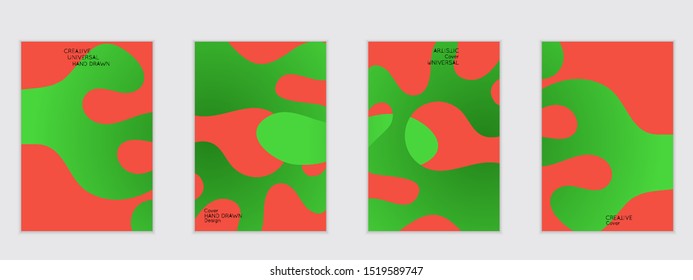 Abstract flyer templates with wavy shapes overlapping on white background. Social media web banner or landing page. Fluid colors and liquid shapes.
