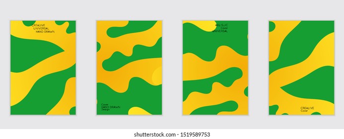 Abstract flyer templates with wavy shapes overlapping on white background. Social media web banner or landing page. Fluid colors and liquid shapes.