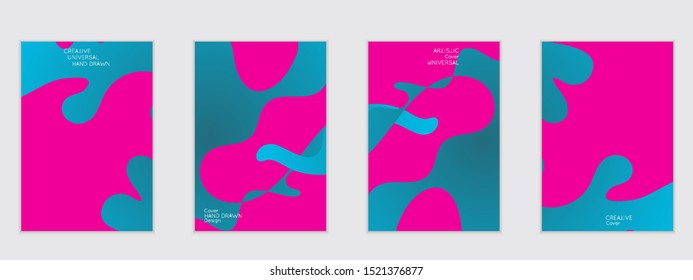Abstract flyer templates with wavy shapes overlapping on white background. Social media web banner or landing page. Fluid colors and liquid shapes.