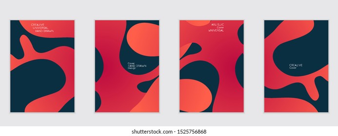 Abstract flyer templates with wavy shapes overlapping on white background. Social media web banner or landing page. Fluid colors and liquid shapes.