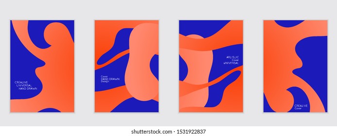 Abstract flyer templates with wavy shapes overlapping on white background. Social media web banner or landing page. Fluid colors and liquid shapes.