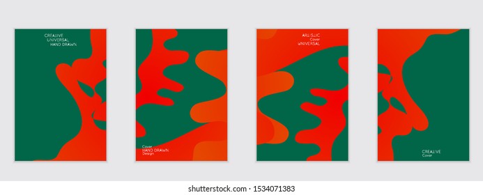 Abstract flyer templates with wavy shapes overlapping on white background. Social media web banner or landing page. Fluid colors and liquid shapes.