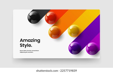 Abstract flyer vector design layout. Fresh 3D balls postcard concept.