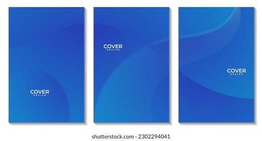 abstract flyers set blue wave gradient background for business