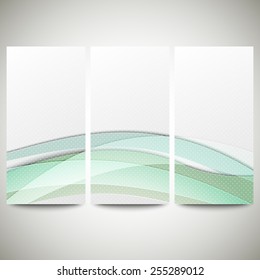 Abstract flyers set, colored wave vector design.