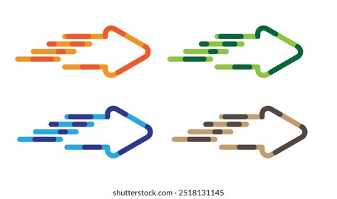 Abstract Flying Arrow Different Colors. Moving services or decisions in fast growing business