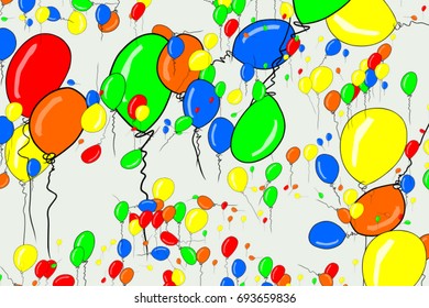 Abstract flying balloons illustrations background. Also for birthday party or celebrations. Cartoon style vector graphic.