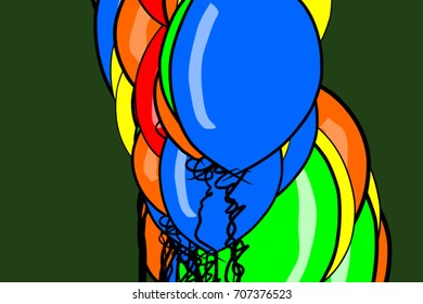 Abstract flying balloons illustrations background. Cartoon style vector graphic.