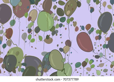 Abstract flying balloons illustrations background. Cartoon style vector graphic.