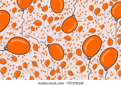 Abstract flying balloons illustrations background. Cartoon style vector graphic.
