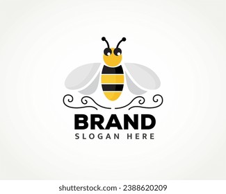 inspiración para el diseño de la ilustración del logotipo de abejas voladoras abstractas