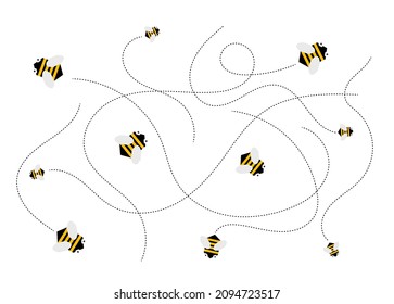 Abstract Flying Bees Swarm Isolated
