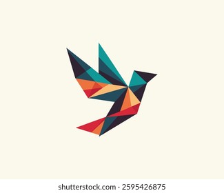 Abstract flying bird logo design icon vector illustration.