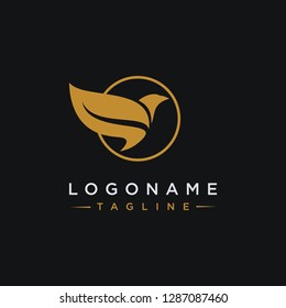 Abstract flying bird logo icon vector on black background