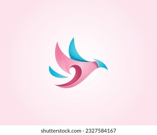 Abstract flying bird logo with smooth gradient