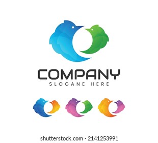 Abstract flying bird love logo design