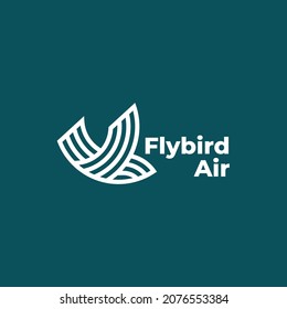 Abstract Flying Bird Monogram, Monoline Logo Template