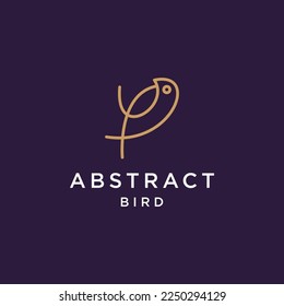 Abstract Flying Bird vector logo. Luxury bird, eagle, hawk, vector line logotype design. 