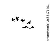 Abstract flying birds in formation vector illustration, smooth flight motion lines, ideal for spiritual, wildlife, and inspirational artwork or branding.