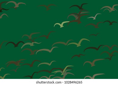 Abstract flying birds. Good for web page, wallpaper, graphic design, catalog, texture or background. Cartoon style vector.