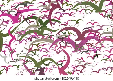 Abstract flying birds. Good for web page, wallpaper, graphic design, catalog, texture or background. Cartoon style vector.