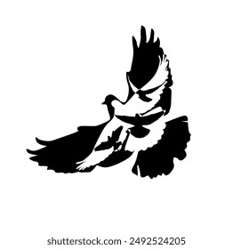 Abstract flying birds. hand drawing. Not AI. Vector illustration.