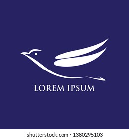 Abstract flying blue bird logo