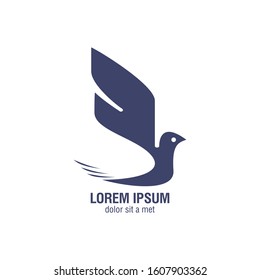 Abstract flying blue bird logo design
