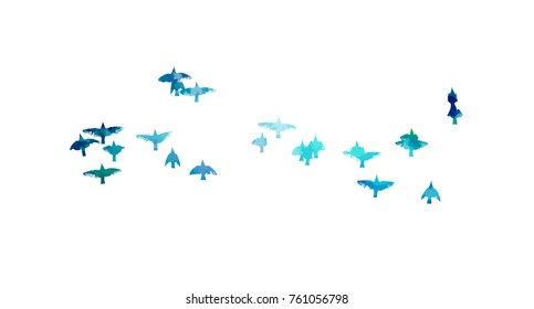 Abstract flying blue birds