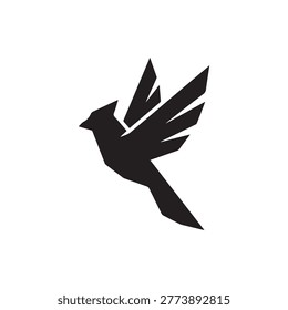 Abstract flying cardinal bird icon for nature and wildlife branding