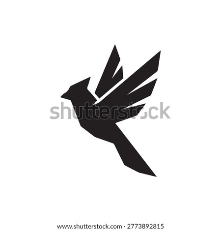 Abstract flying cardinal bird icon for nature and wildlife branding
