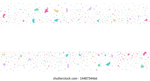 Abstract flying confetti. Falling confetti background. Random glitter shine on a white background. Suitable for your design, cards, invitations, gifts.